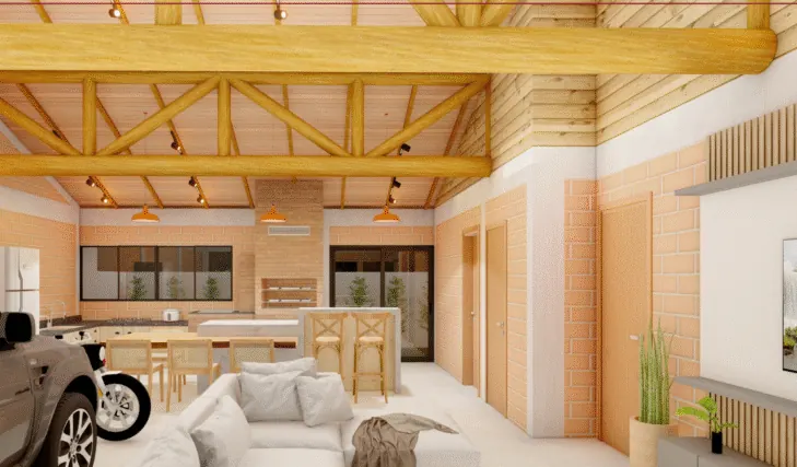 Projeto de interiores residencial rústico